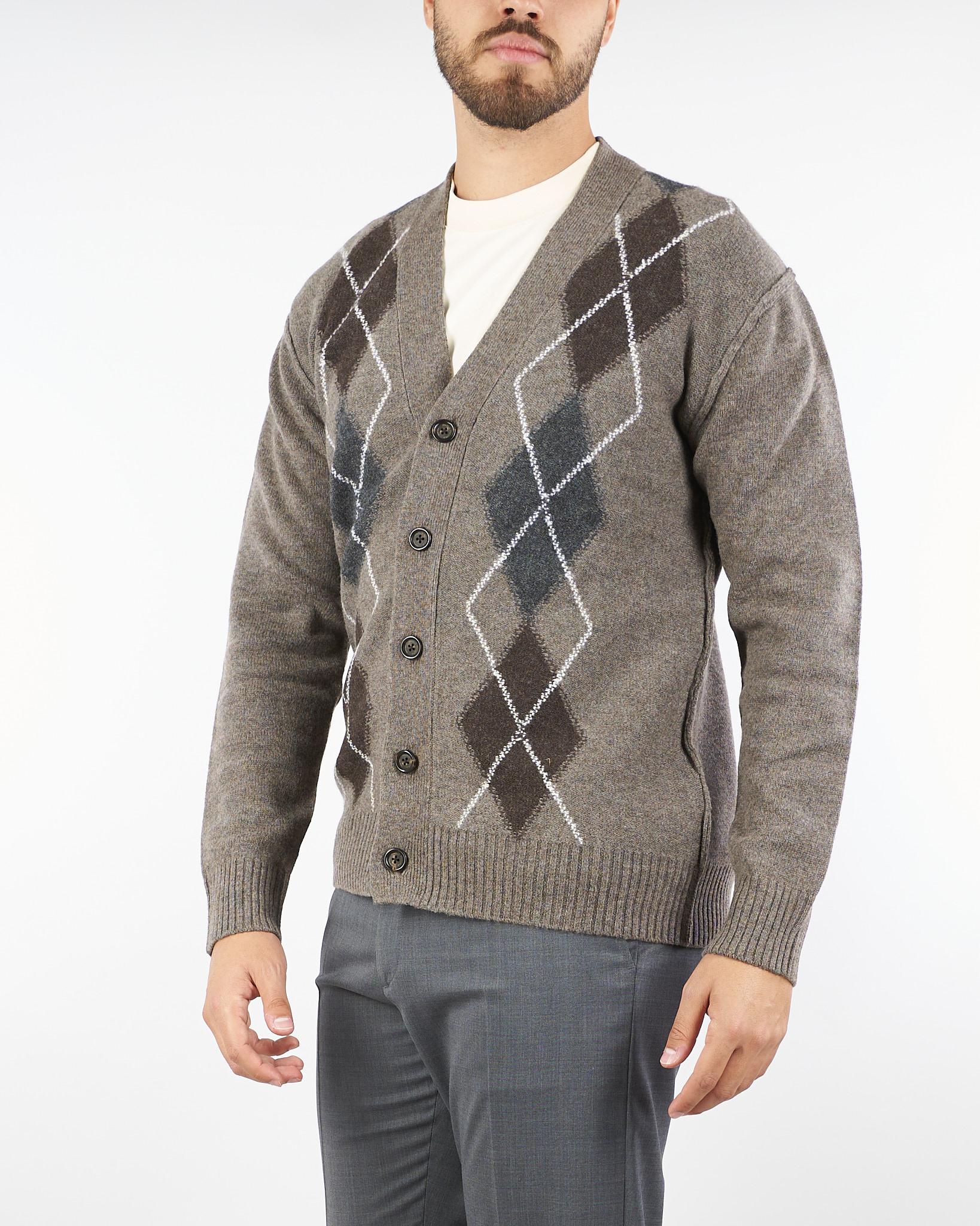 Cardigan Tortora con motivo Rombi A056F002 U281 PAOLO PECORA 