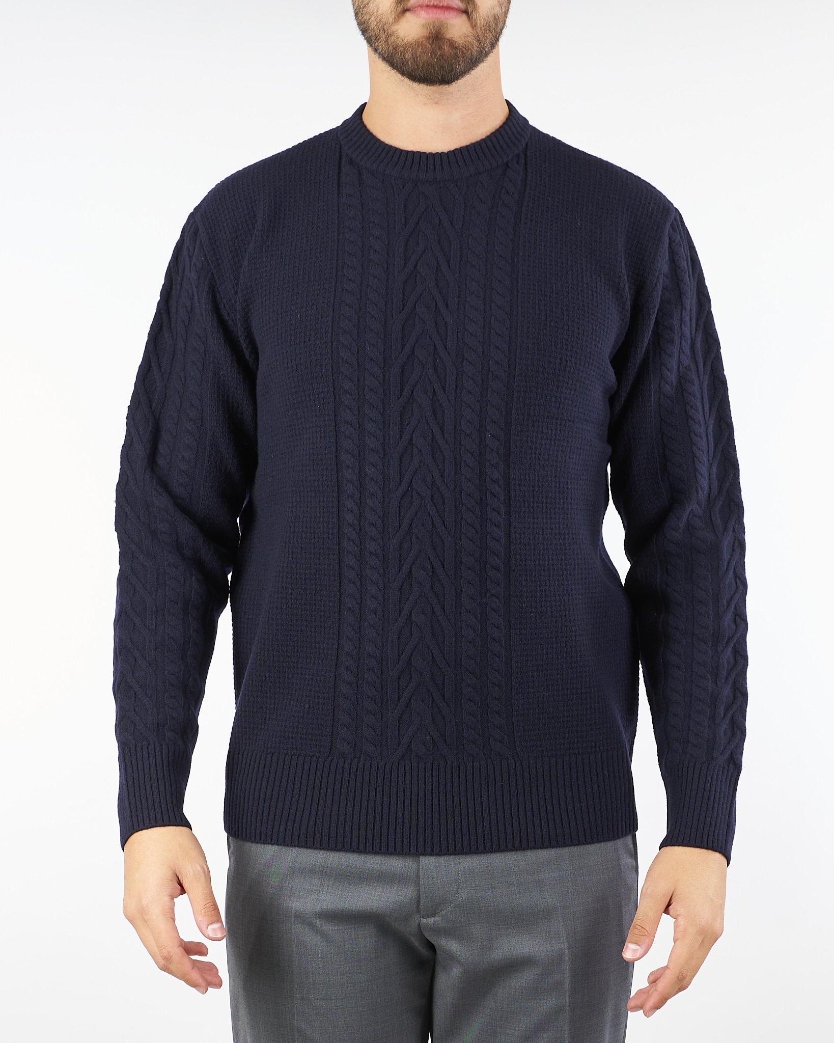 Maglia jacquard Blu in pura lana A044F004 6462 PAOLO PECORA 