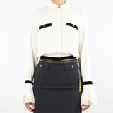Camicia Milk-Nero in georgette con bottoni gioiello CA13157E2 EF1 ELISABETTA FRANCHI 