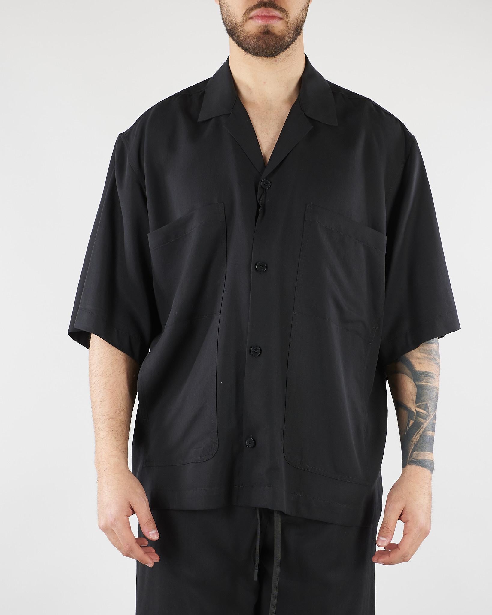 Camicia Nero in tessuto fluido Relaxed fit CA3626 9 I'M BRIAN 