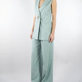 Pantalone Salvia in tramato light PA01201TTEL0014 V0768 SIMONA CORSELLINI 