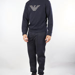 Felpa blu con maxi ricamo logo EM002906AF100132 MB369 EMPORIO ARMANI 