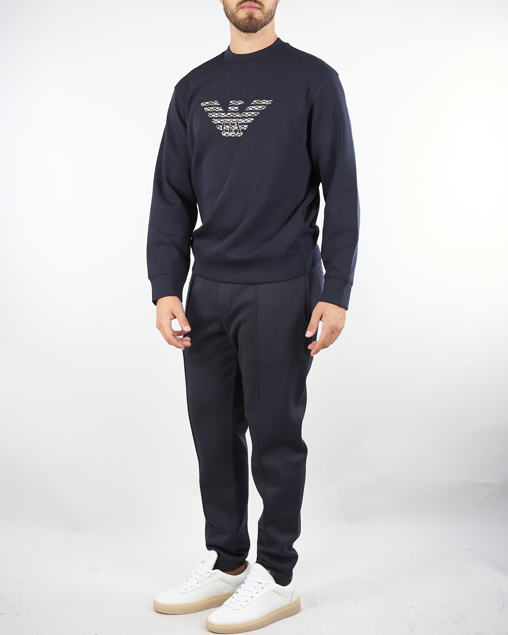 Felpa blu con maxi ricamo logo EM002906AF100132 MB369 EMPORIO ARMANI 