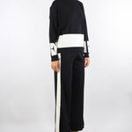 Pantaloni Nero-Milk in viscosa con bande lucide KP69S56E2 EF3 ELISABETTA FRANCHI 