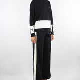 Pantaloni Nero-Milk in viscosa con bande lucide KP69S56E2 EF3 ELISABETTA FRANCHI 