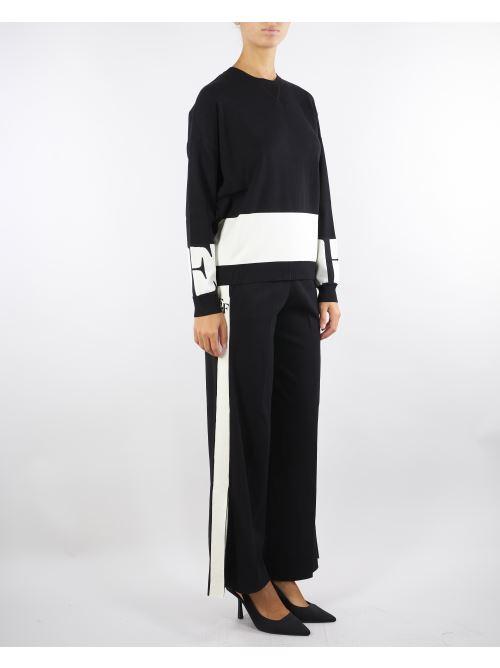 Pantaloni Nero-Milk in viscosa con bande lucide KP69S56E2 EF3 ELISABETTA FRANCHI 