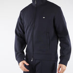 Felpa Blu full zip in double jersey con logo EM004536AF10013 UB118 EMPORIO ARMANI 