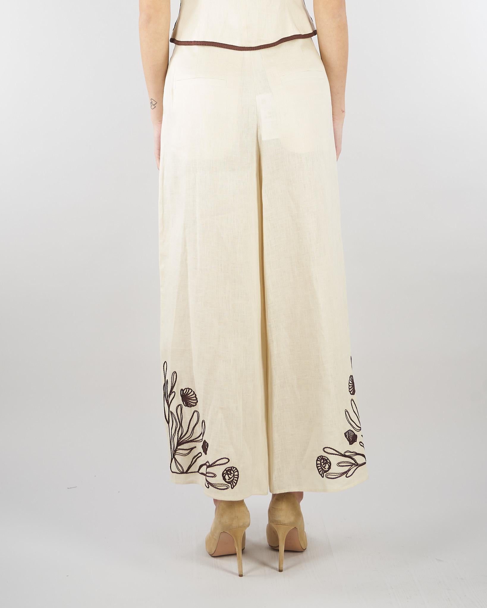 Pantalone Panna in lino con ricami MLLDOLCE 3 MARELLA 