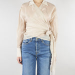 Camicia Mandorla in organza con fiocco TAB0154 03 VICOLO 