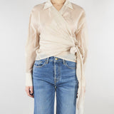 Camicia Mandorla in organza con fiocco TAB0154 03 VICOLO 