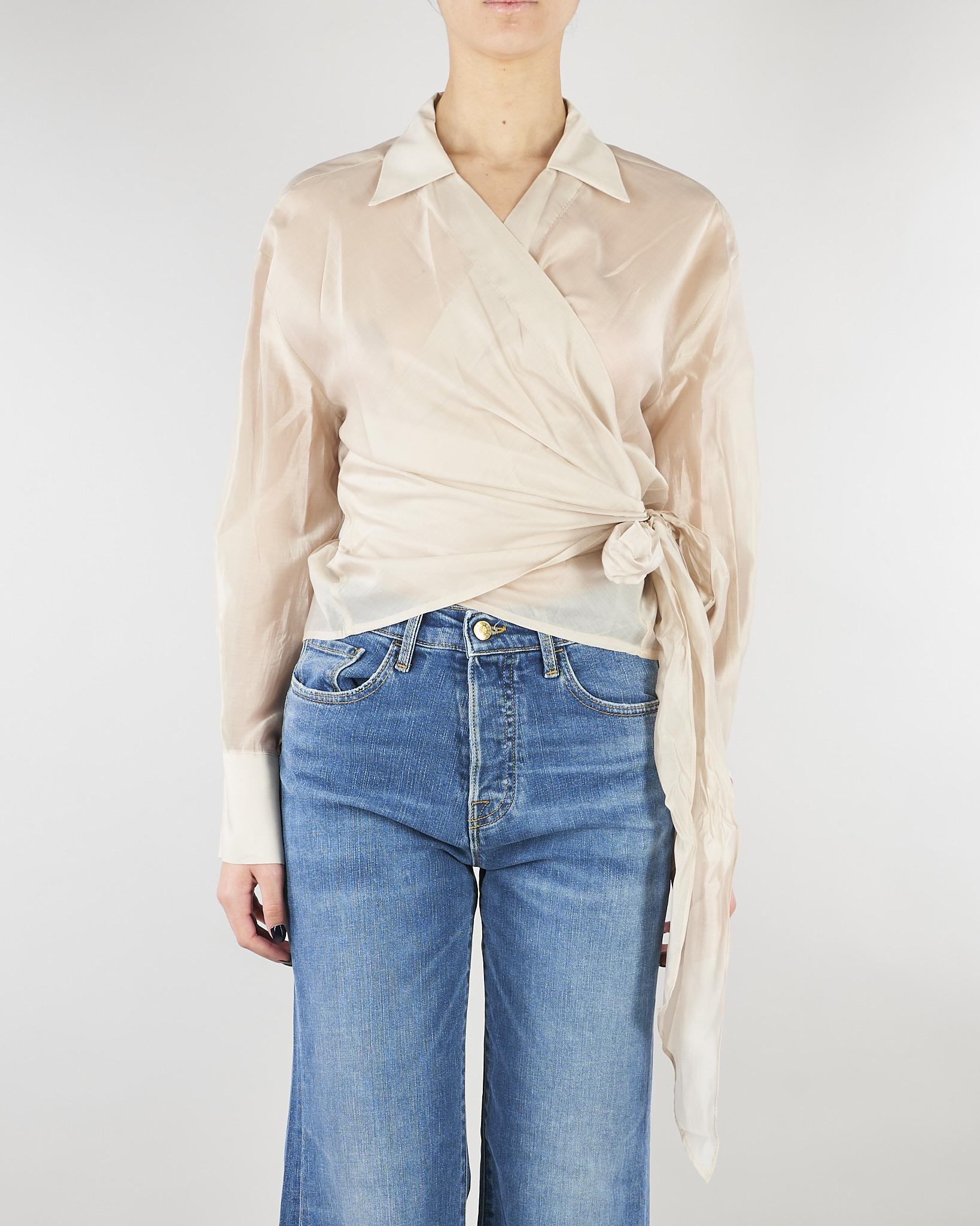 Camicia Mandorla in organza con fiocco TAB0154 03 VICOLO 