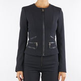 Giacca Nero in doppio crêpe con dettagli zip GI17356E2 110 ELISABETTA FRANCHI 