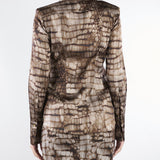 Camicia Cacao in raso con stampa alligatore CA13161E2 644 ELISABETTA FRANCHI 