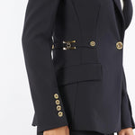Giacca Nero in crêpe leggero con dettagli gioiello GI17556E2 110 ELISABETTA FRANCHI 