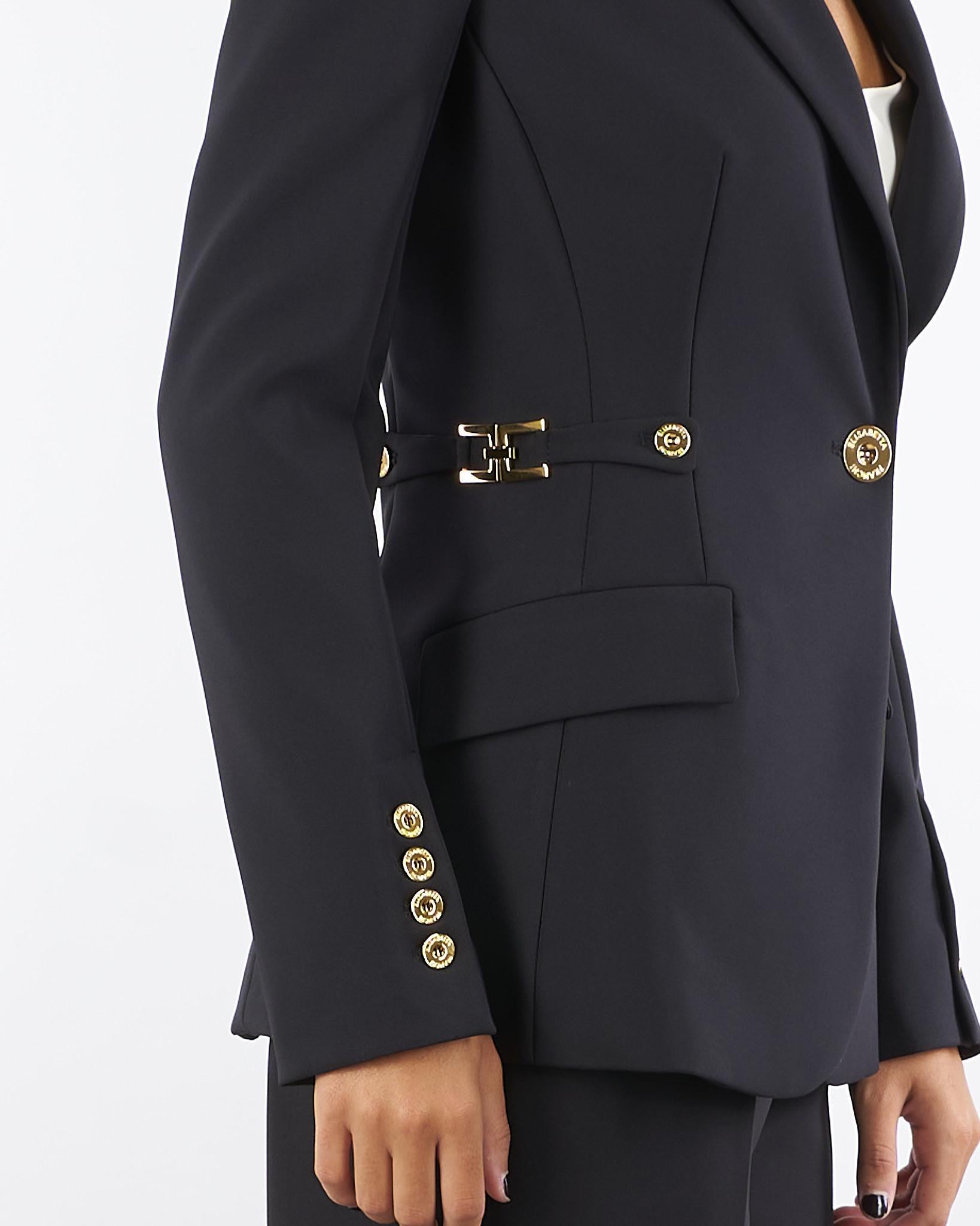 Giacca Nero in crêpe leggero con dettagli gioiello GI17556E2 110 ELISABETTA FRANCHI 