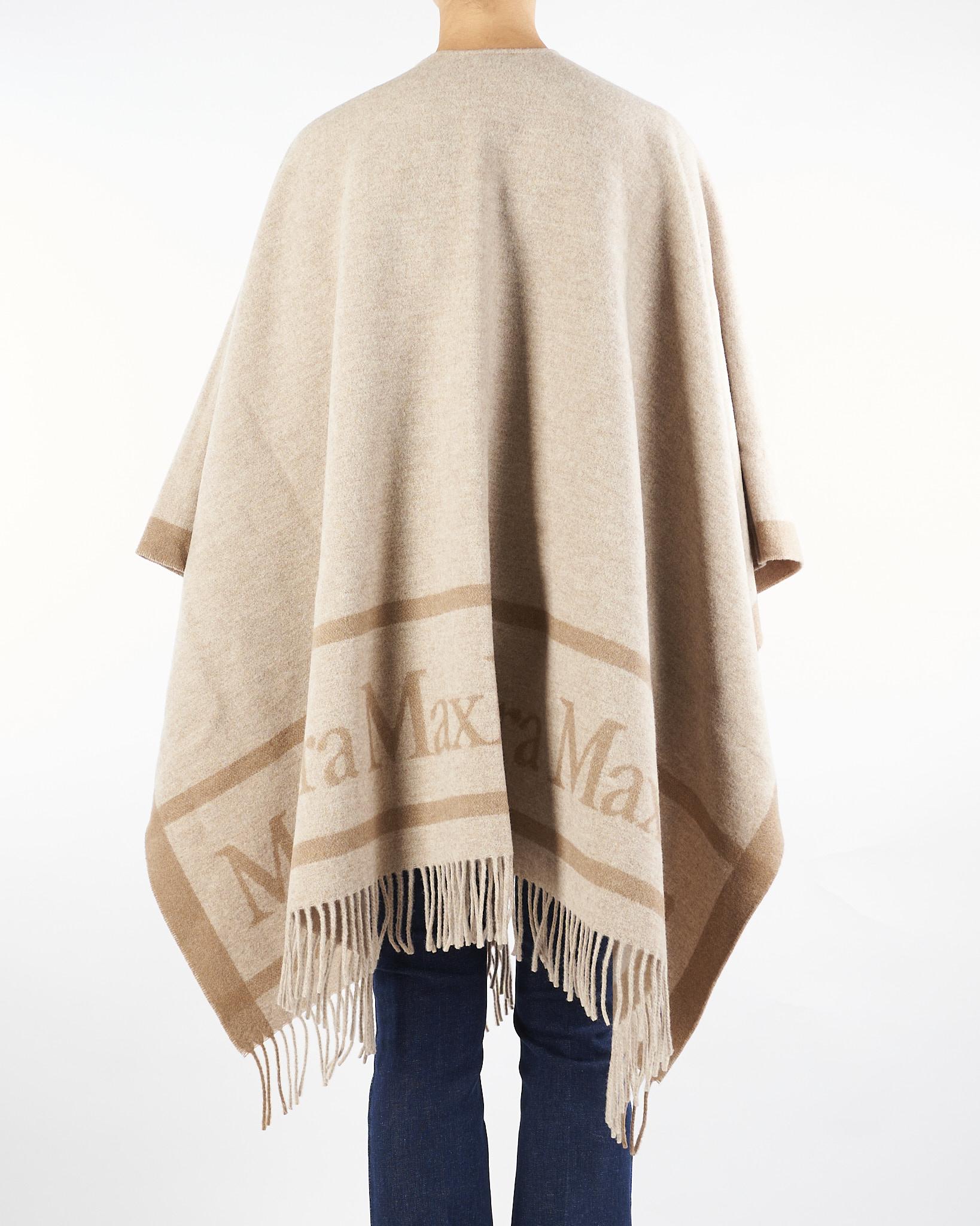 Poncho Beige in pura lana con logo HILDESTD 1 MAX MARA STUDIO 