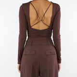 Body Coffee in jersey crêpe con drappeggi BO00356E2 EA3 ELISABETTA FRANCHI 