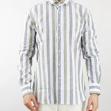 Camicia a righe multicolor in lino Delsiena