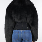 Giubbotto Nero con effetto pelliccia e doppio crêpe GB05A57E2 110 ELISABETTA FRANCHI 