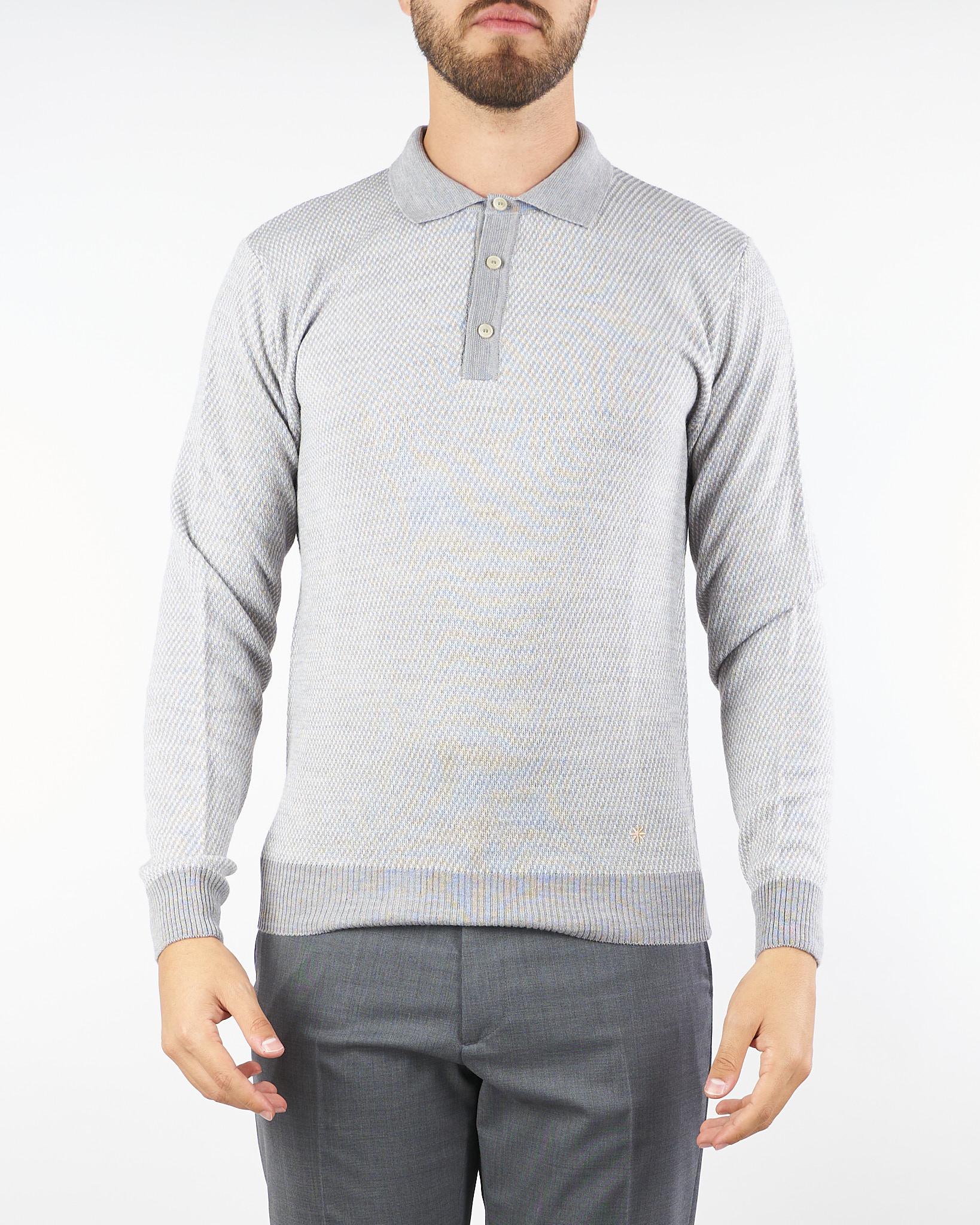Maglia Polo jacquard Grigio in misto lana 3932M526253808 97 MANUEL RITZ 