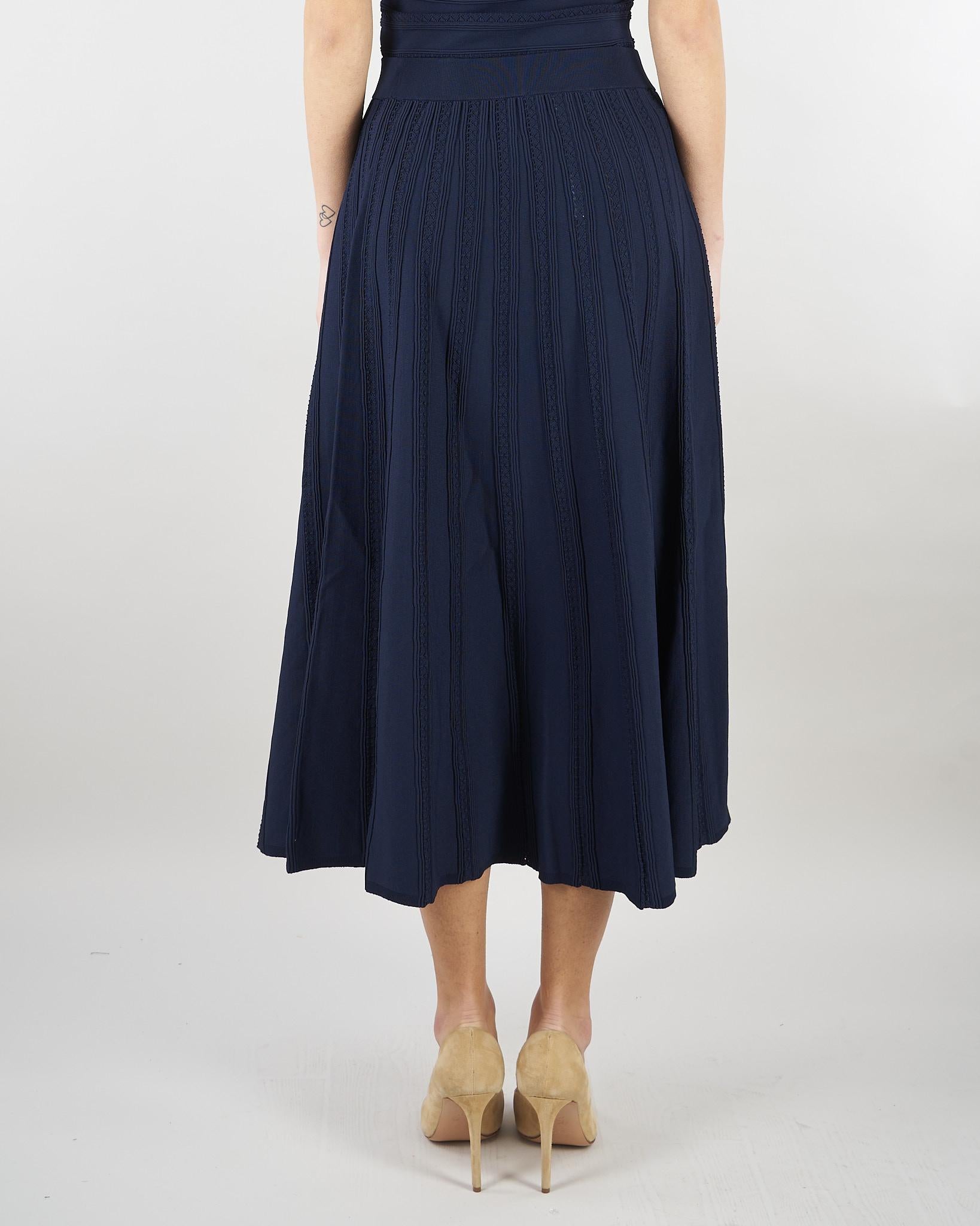 Gonna Blu in maglia di viscosa pointelle RA6053MA89R 93713 BLUGIRL 