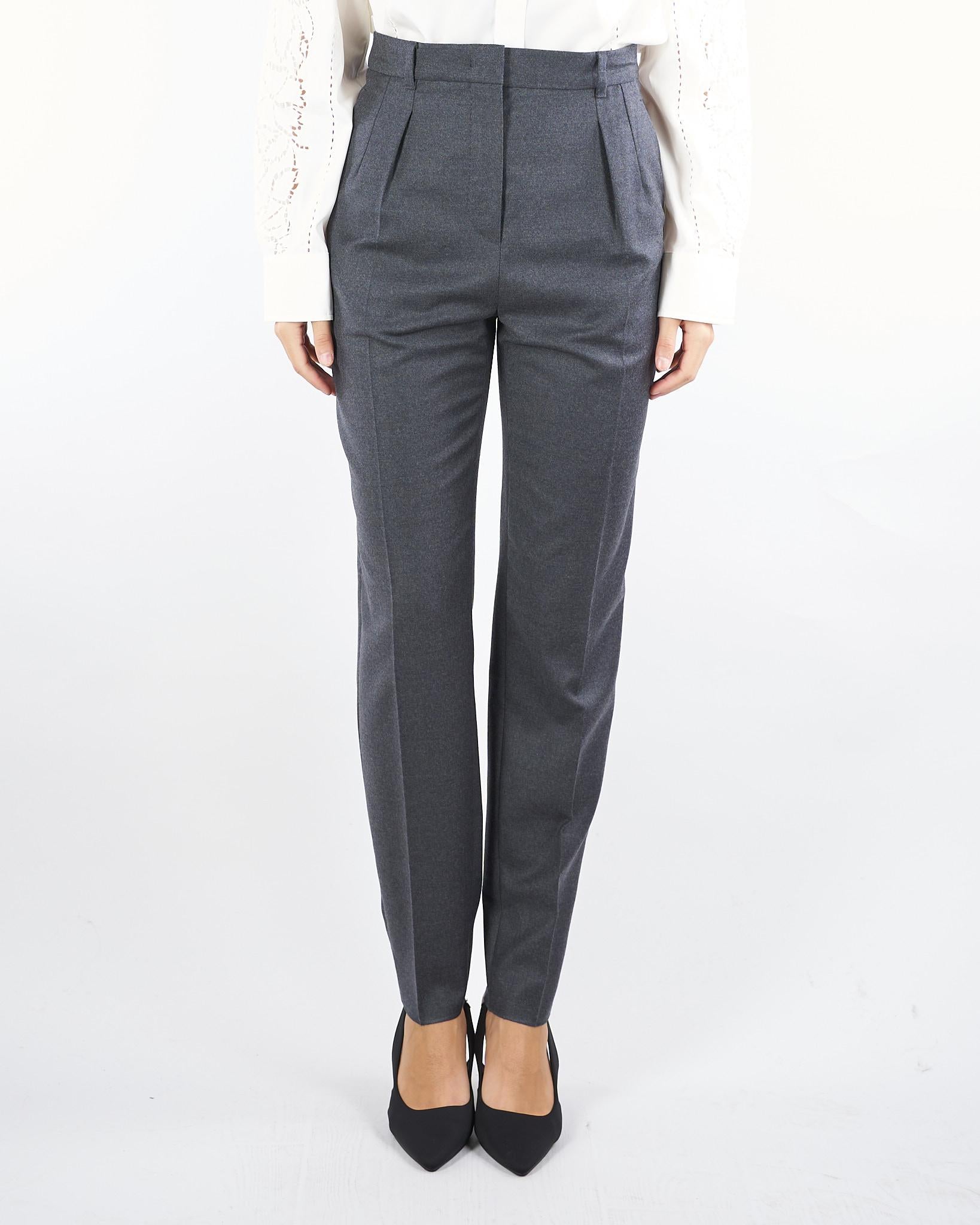 Pantalone Antracite in flanella di lana con doppia pinces RANIA 3 MAX MARA STUDIO 