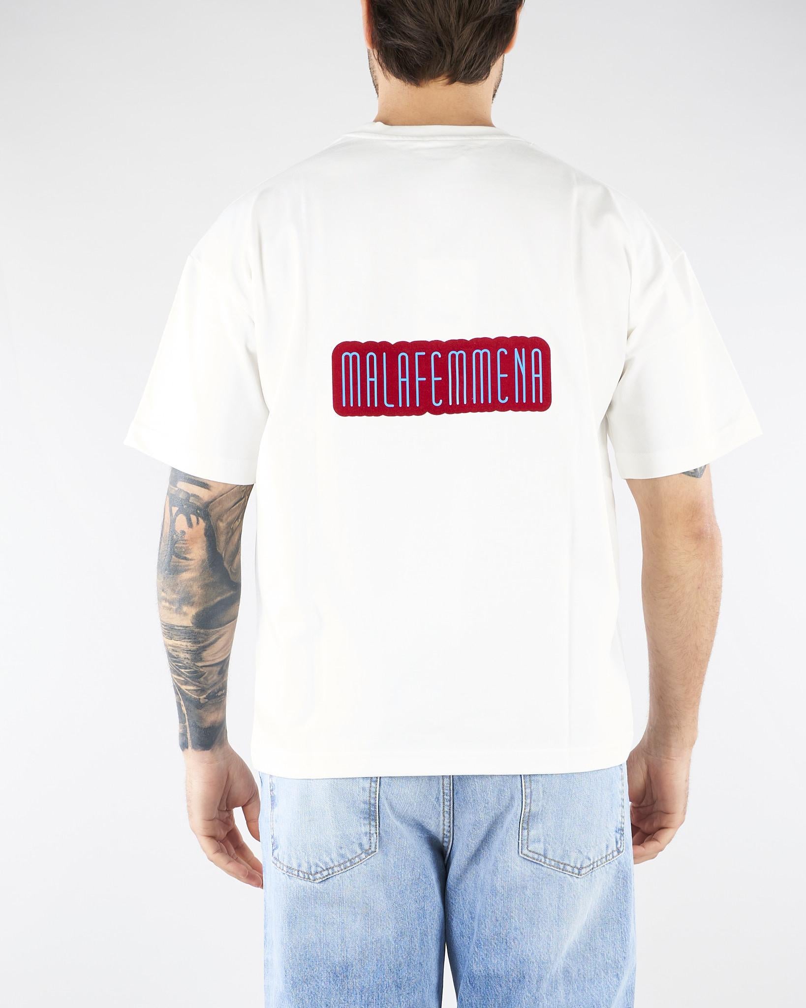 T-shirt boxy Bianco con stampa 'Malafemmena' sul retro MAU3DICI02 01 3DICI 
