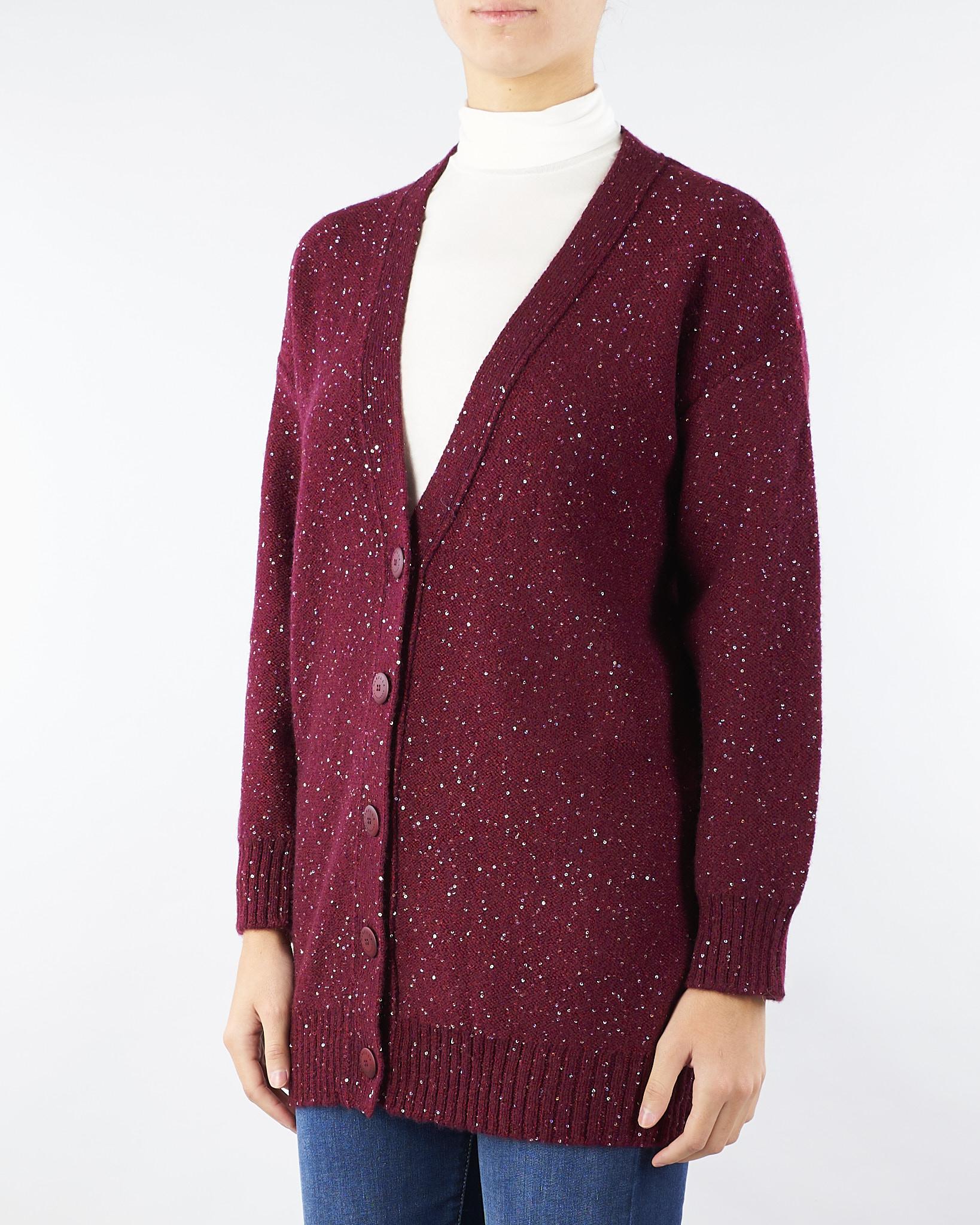 Cardigan Bordeaux in lana con paillettes NERONE 3 MARELLA 