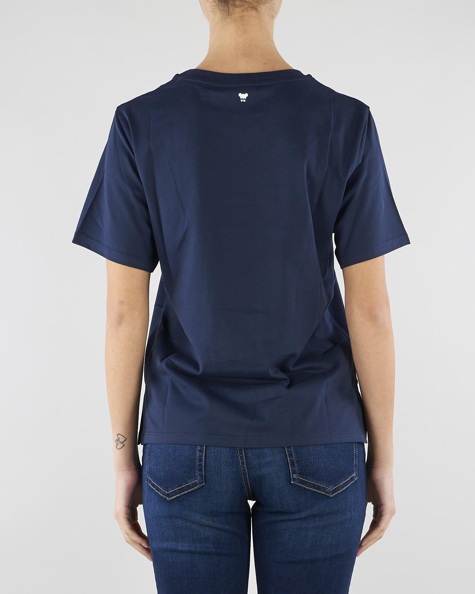 T-shirt Blu in cotone con stampa grafica WKDTENUE 7 MAX MARA WEEKEND 