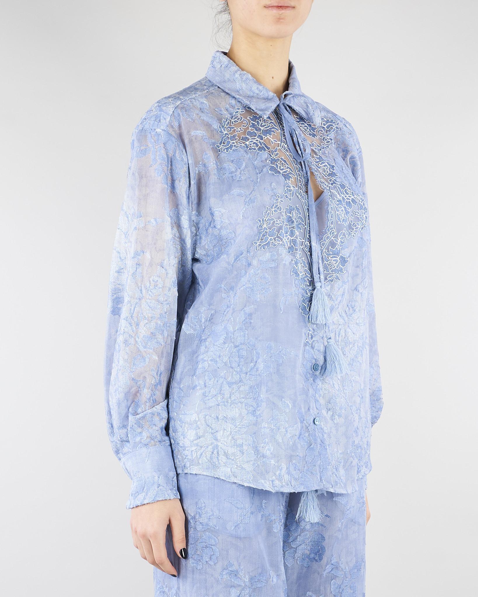 Camica in raso Devorè Denim con pizzo D48EK056E66 MF156 ERMANNO BY ERMANNO SCERVINO 