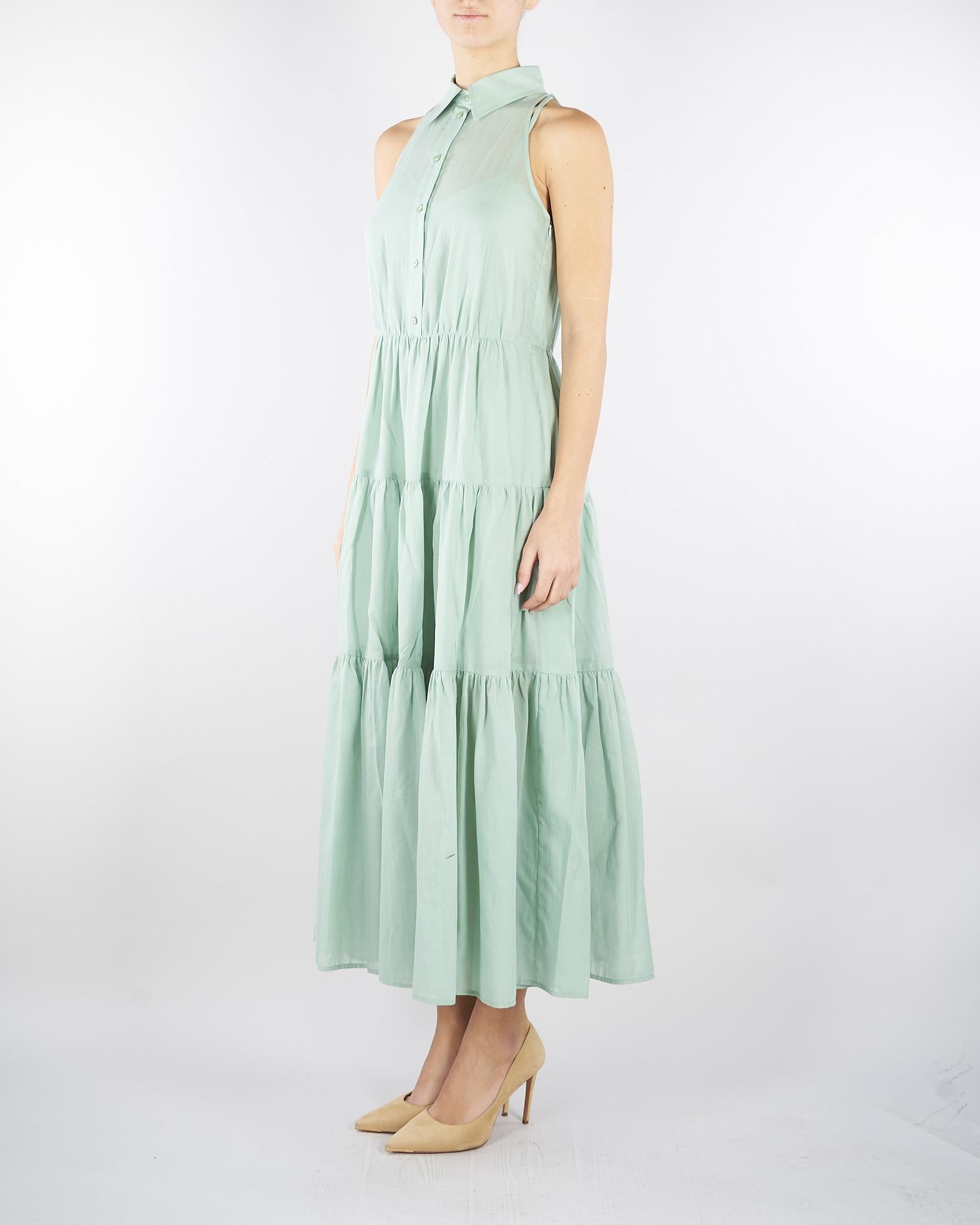 Abito Verde Acqua a balze in voile di cotone PBBLACRIMA 3 PENNY BLACK 