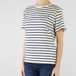 T-shirt Bianco-Blu a righe in jersey con stampa WKDBORA 5 MAX MARA WEEKEND 