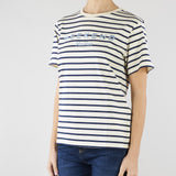 T-shirt Bianco-Blu a righe in jersey con stampa WKDBORA 5 MAX MARA WEEKEND 