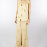 Gilet Sabbia in lino con ricamo in paillettes