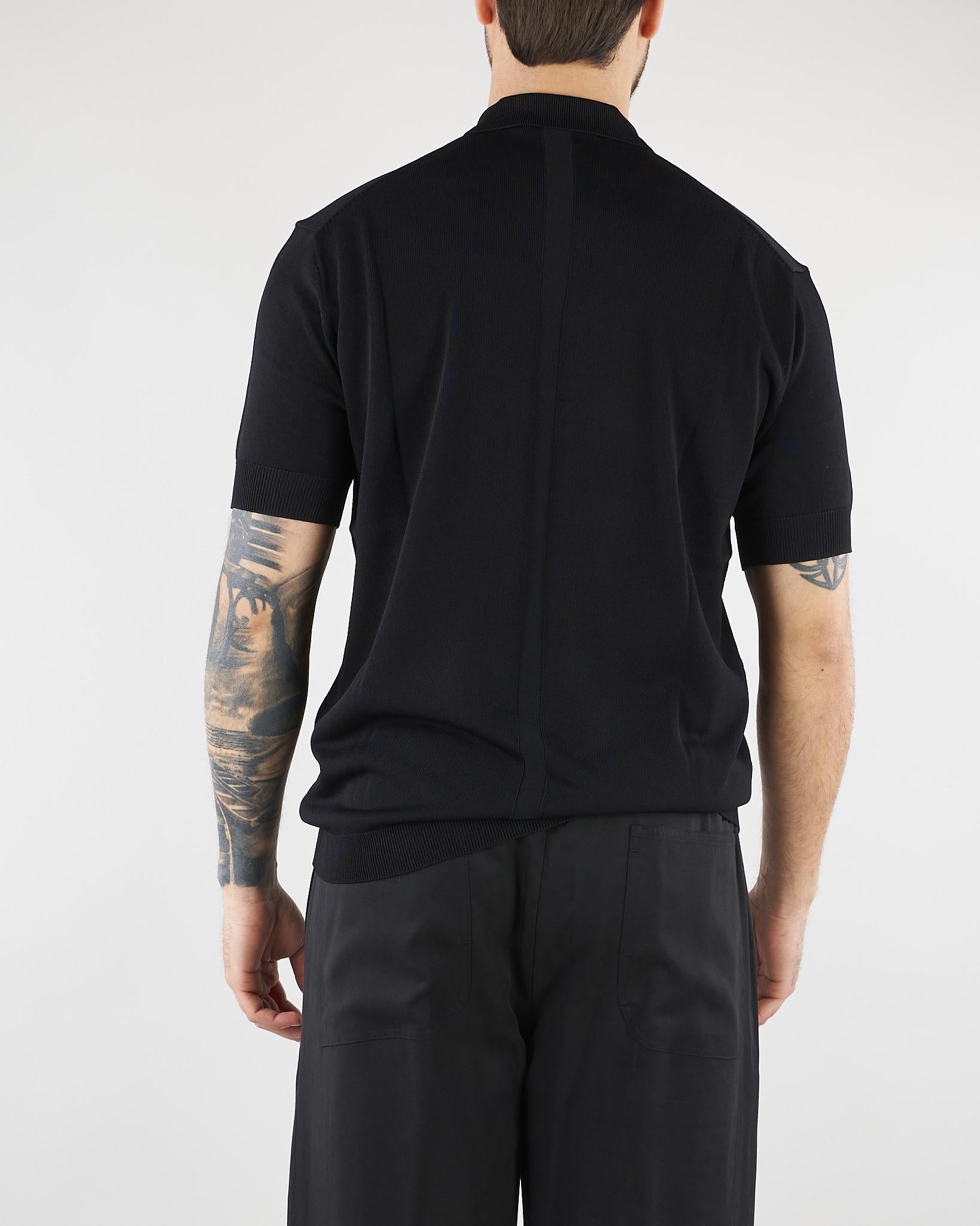 Polo Nero in maglia di viscosa LM26002 D001 LOW BRAND 