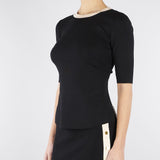 Top Nero-Burro in maglia con bande in viscosa lucida MK67S61E2 685 ELISABETTA FRANCHI 