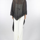 Stola Nero in lurex traforato con frange