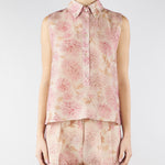 Camicia Rosa smanicata in organza di lino stampata TO0203450272 572 SEVENTY 