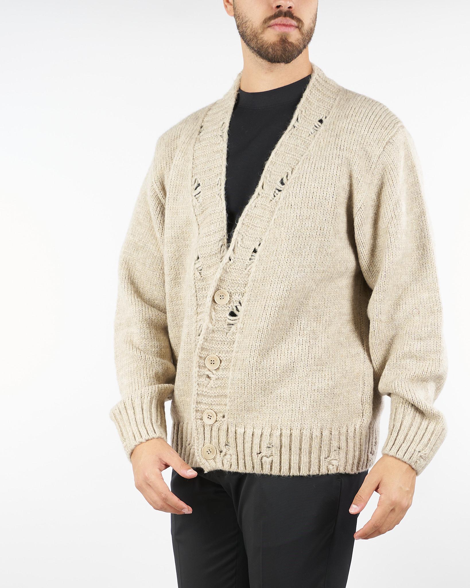 Cardigan Beige oversize con rotture MA3417 25 I'M BRIAN 