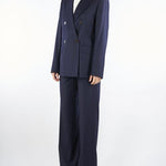 Pantalone Blu in lana stretch disegnata MEDIUM 13 MAX MARA STUDIO 