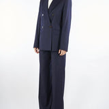 Pantalone Blu in lana stretch disegnata MEDIUM 13 MAX MARA STUDIO 