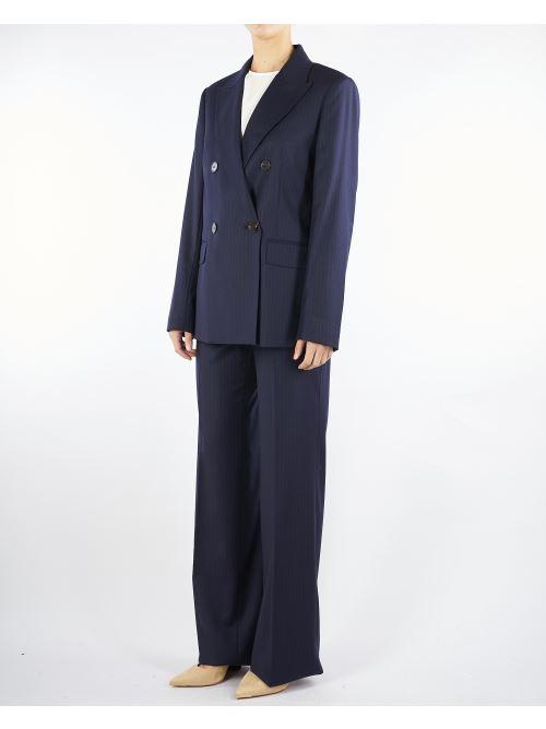 Pantalone Blu in lana stretch disegnata MEDIUM 13 MAX MARA STUDIO 