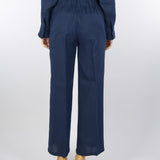 Pantaloni ampi Blu in puro lino