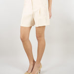 Shorts Crema in misto lino con ricami in pizzo RA6096T8823 P9545 BLUGIRL 
