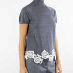 Cardigan e top a lupetto Antracite con pizzo RF5222MA82O 02070 BLUGIRL 