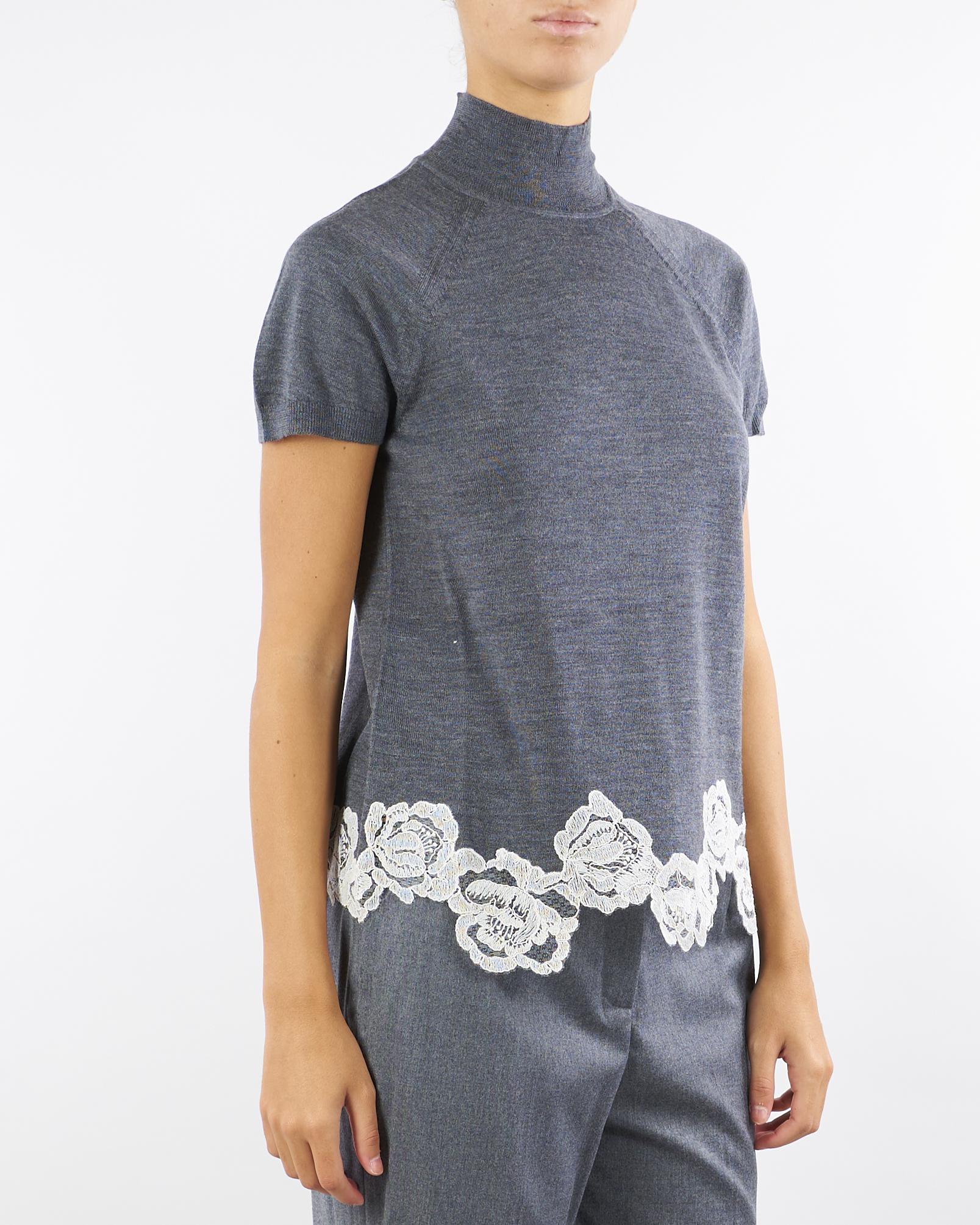 Cardigan e top a lupetto Antracite con pizzo RF5222MA82O 02070 BLUGIRL 