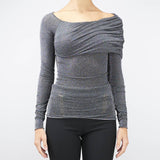 Maglia in lurex con scollo a barca Simona Corsellini