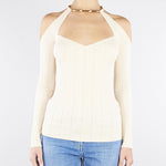 Top Burro in maglia con dettaglio gioiello MK89S61E2 193 ELISABETTA FRANCHI 