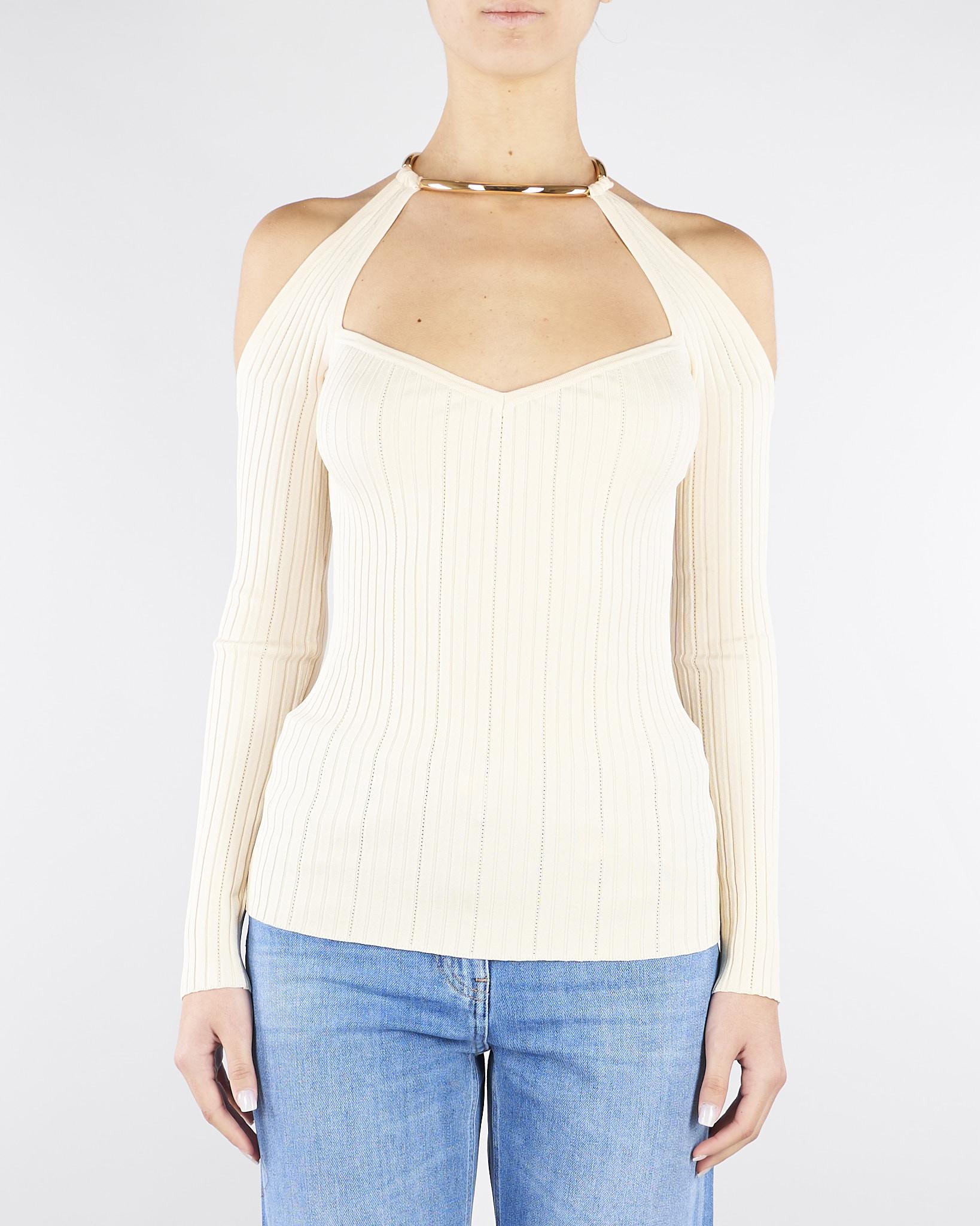 Top Burro in maglia con dettaglio gioiello MK89S61E2 193 ELISABETTA FRANCHI 