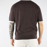 Maglia Marrone in pura seta e cotone con profili a contrasto A032F200 2345 PAOLO PECORA 